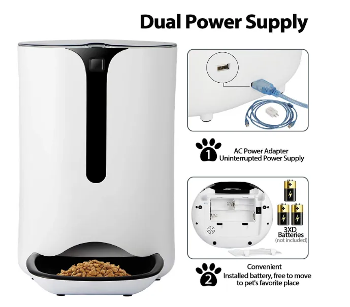 ZENY™Automatic Pet Feeder Food Dispenser for Cats and Dogs with Timer Programmable, Voice Recorder, Distribution Alarms,Portion Control, 4 Meals a Day