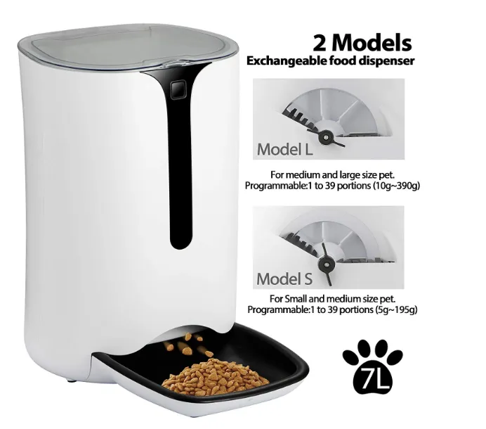 ZENY™Automatic Pet Feeder Food Dispenser for Cats and Dogs with Timer Programmable, Voice Recorder, Distribution Alarms,Portion Control, 4 Meals a Day